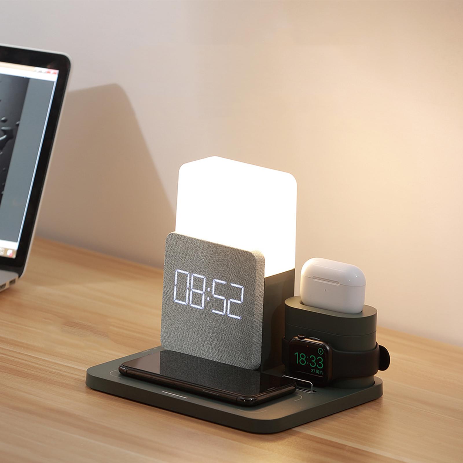 Wireless Charging Dock Wireless Charger Night light Clock For iPhone