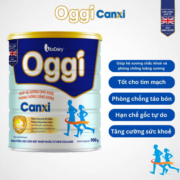 Sữa bột OGGI Canxi 900g giúp hệ xương chắc khỏe, phòng chống loãng xương - VitaDairy