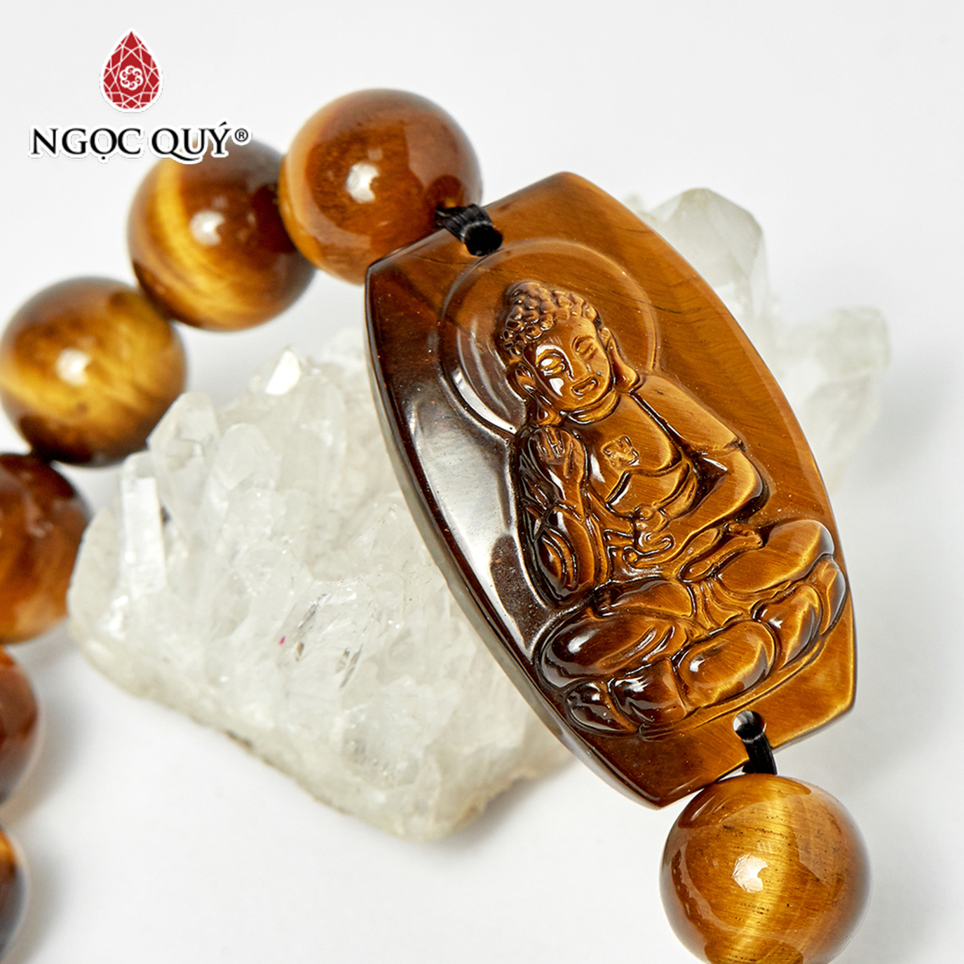 Vòng tay phật bản mệnh đá mắt hổ vàng nâu size hạt 12mm mệnh thổ, kim - Ngọc Quý Gemstones