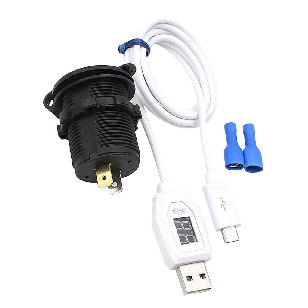 Motorcycle Waterproof Cigarette Lighter With USB Phone Charger LED Voltmeter