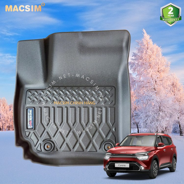 Thảm lót sàn xe ô tô KIA CARENS 2023  Nhãn hiệu Macsim chất liệu nhựa TPE cao cấp màu đen