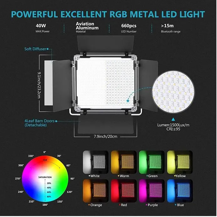 Đèn led quay phim chụp ảnh Neewer 660 RGB hàng chính hãng.