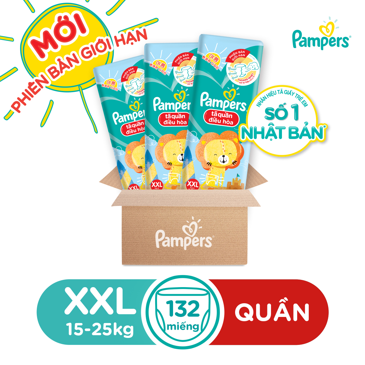 Combo 3 tã Quần Pampers Điều Hoà Gói Lớn