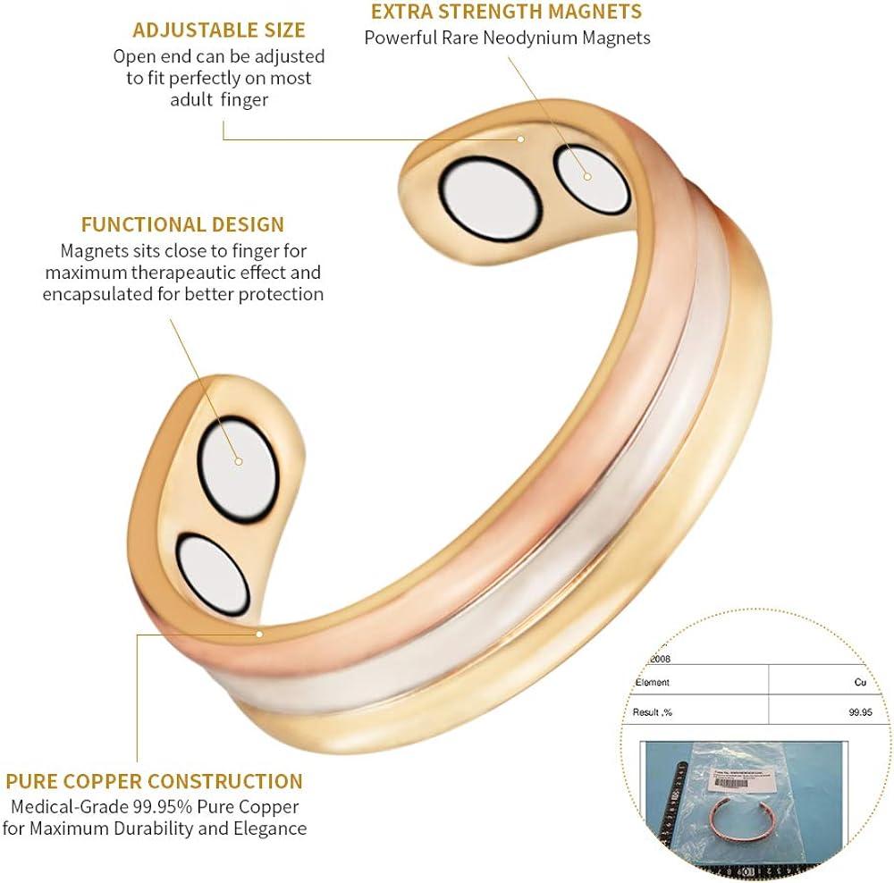 Vòng nam châm trang sức từ tính cho phụ nữ có 2 nam châm mạnh, ba màu, có thể điều chỉnh