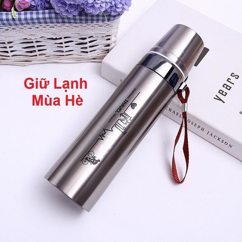 Bình đựng nước giữ nhiệt 2 lớp ruột bằng inox 800ml