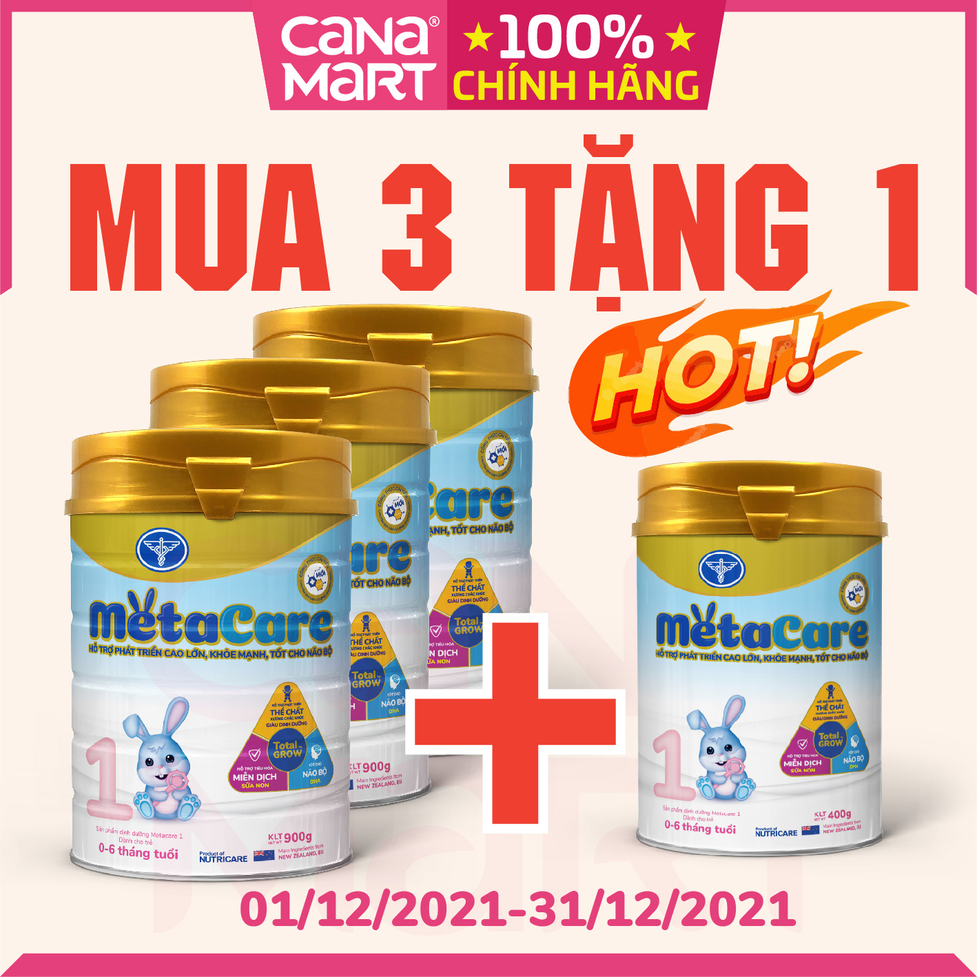 [Lon 900g] Sữa bột tốt cho bé Nutricare MetaCare 1 giúp bé phát triển toàn diện (0-6 tháng)