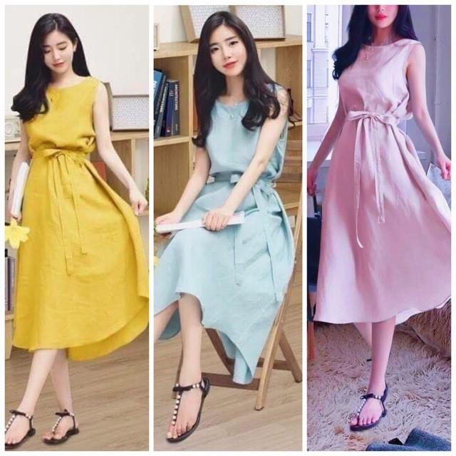 Đầm Suông Dài Nhiều Màu Nút Sau