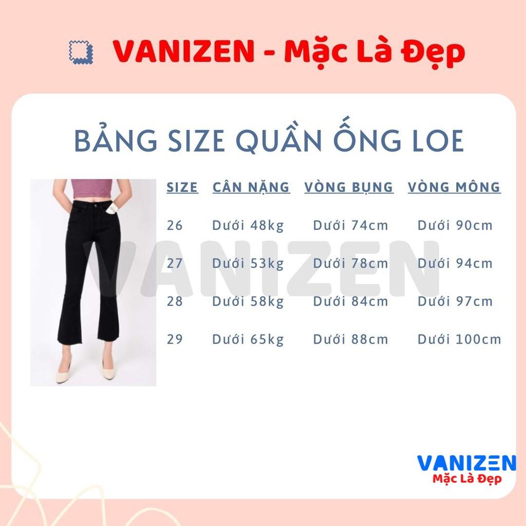Quần Jeans Nữ Ống Loe Cạp Cao Co Giãn Đen Trắng Trơn VANIZEN SHOP 054