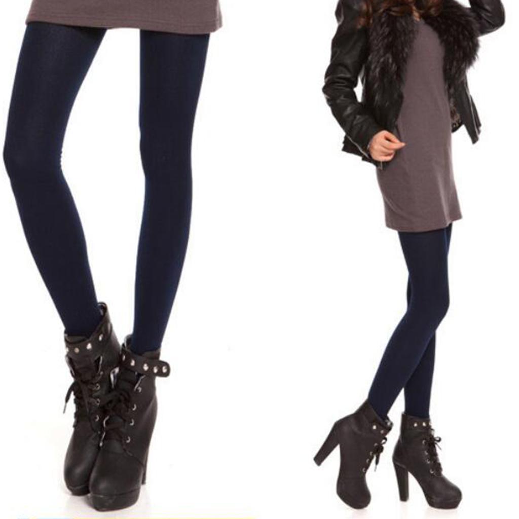 2 Pairs Ladies Fleece Lined Leggings Thick Winter Warm Tights Footless