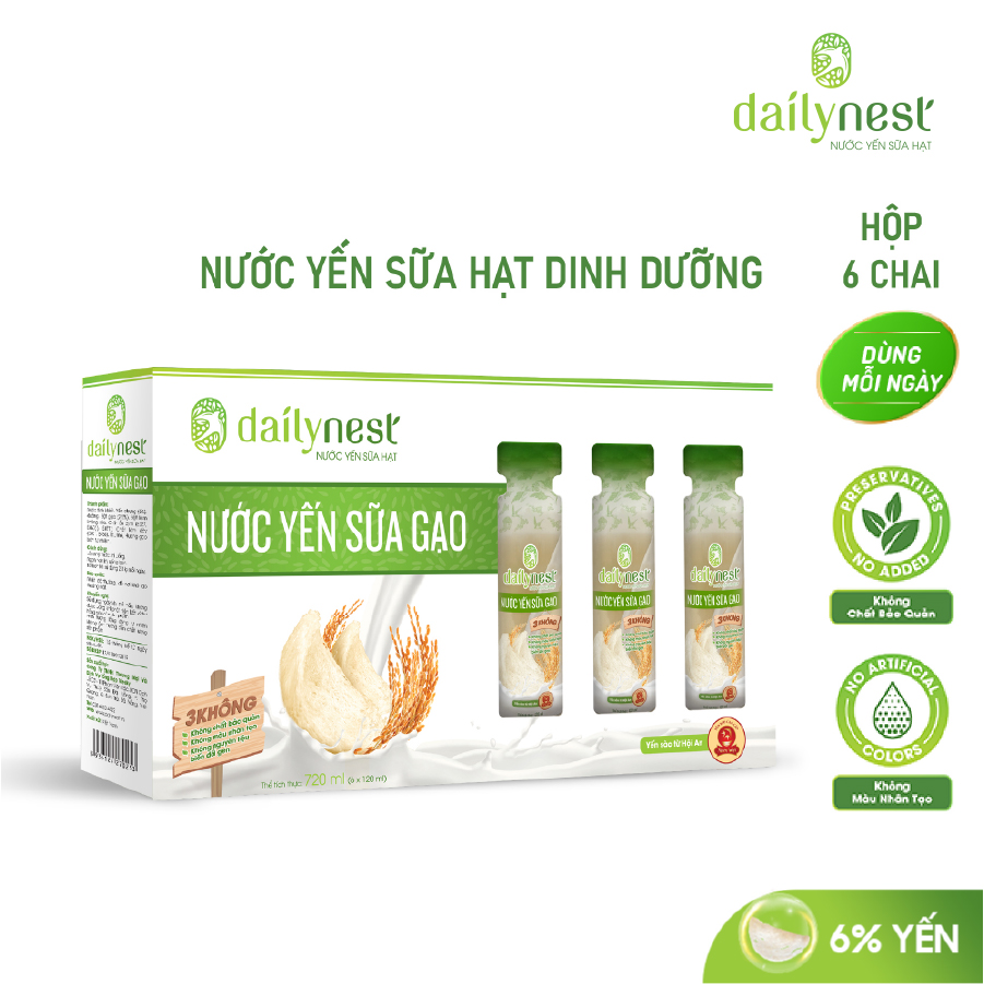 Hộp 6 chai Nước Yến Sữa Gạo Dailynest (6 chai x 120ml)