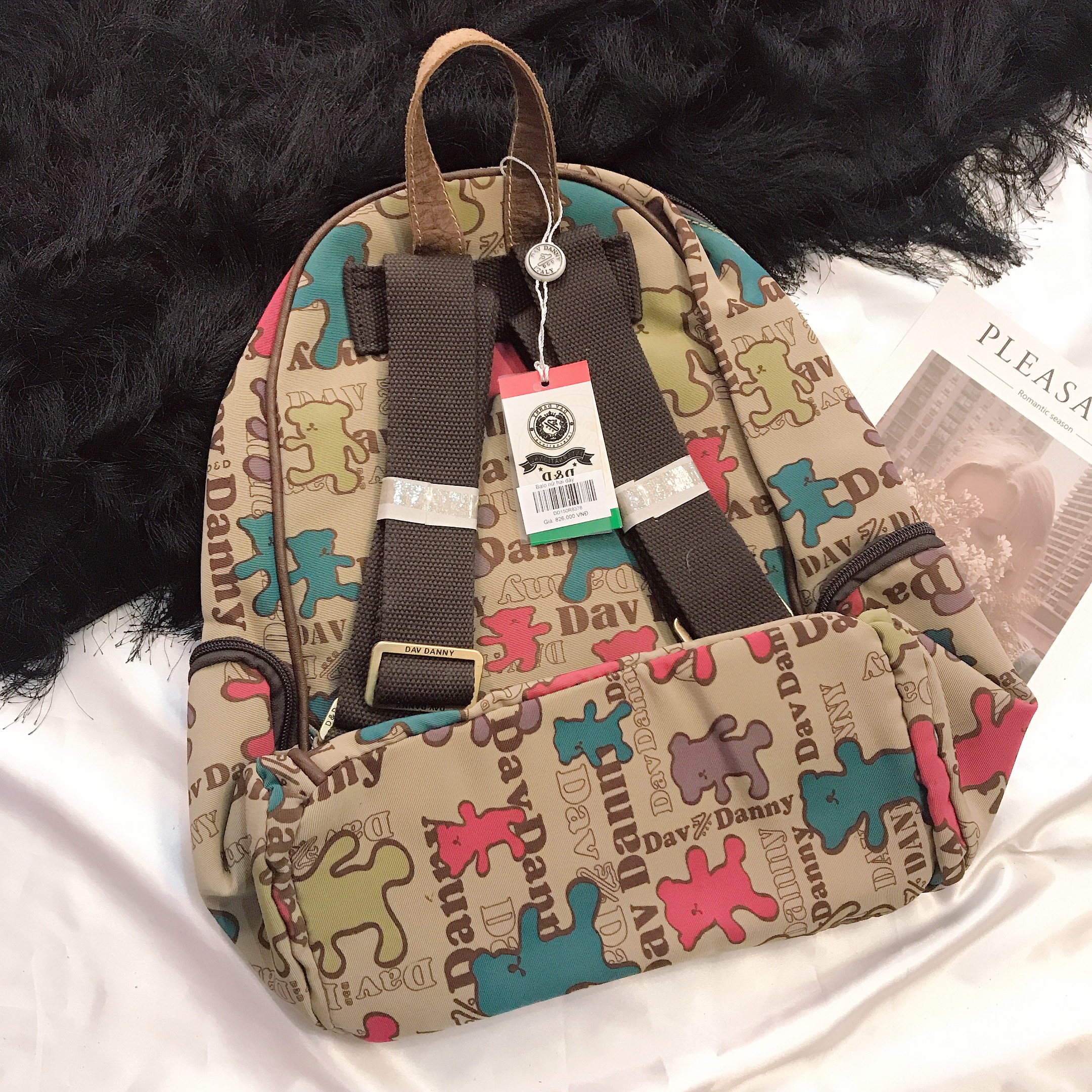 Balo thời trang , tuổi teen, nữ 5 ngăn hình gấu 3 màu siêu xinh - DD150R8378