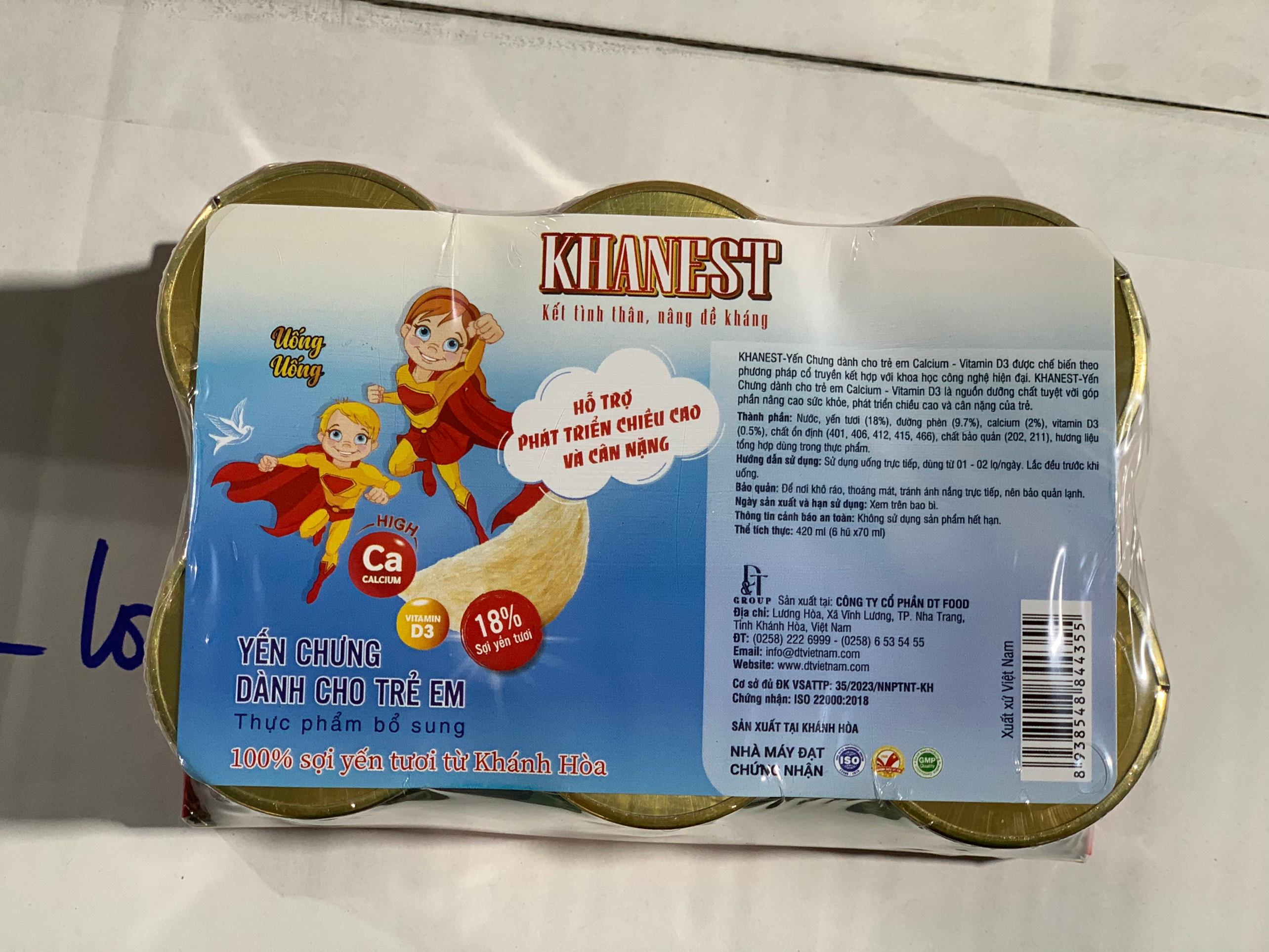 Đặc sản Khánh Hòa -  KhaNest Khay màng co yến chưng dành cho trẻ em Canxi + VitaminD3 DT NEST/ DT FOOD - OCOP 4 SAO