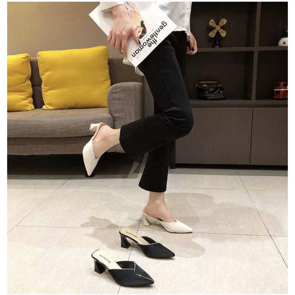 Dép sục nữ cao 7 phân viền đá