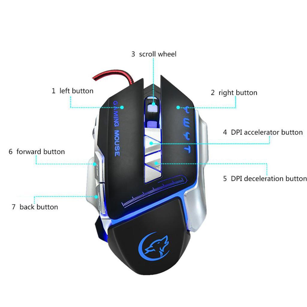 Black LED Optical Wired Mouse Computer Accessory 3200DPI Gaming Working Mice