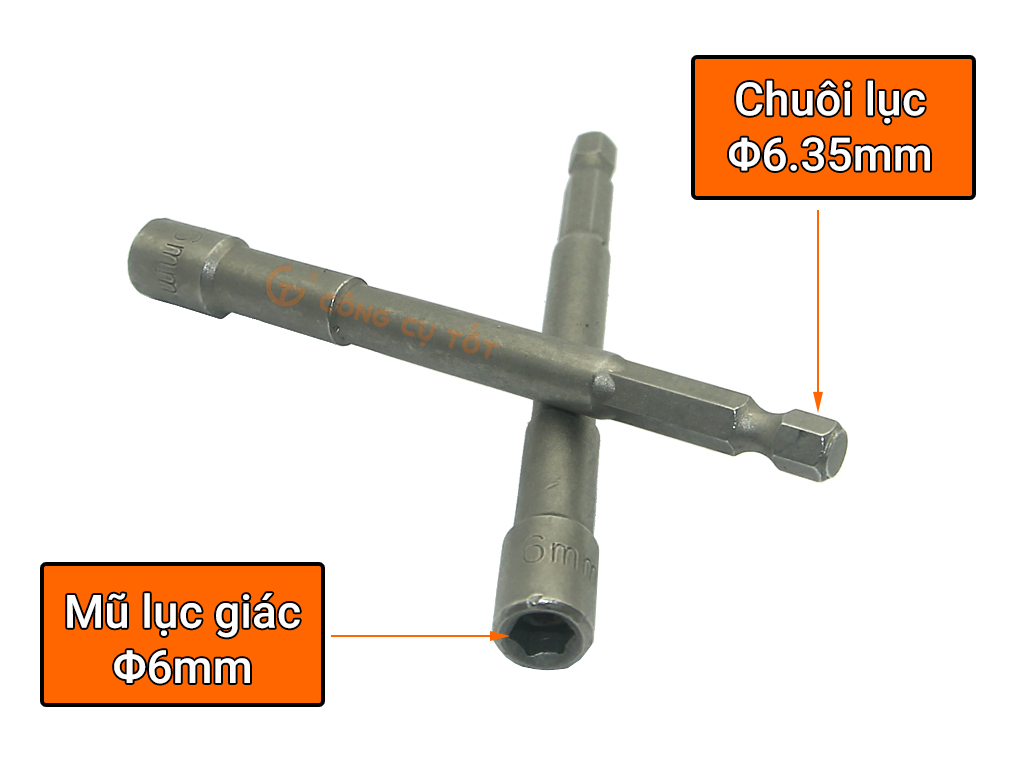 Đầu vặn vít mũ lục giác M6 dài 100mm chuôi lục thép Cr-V