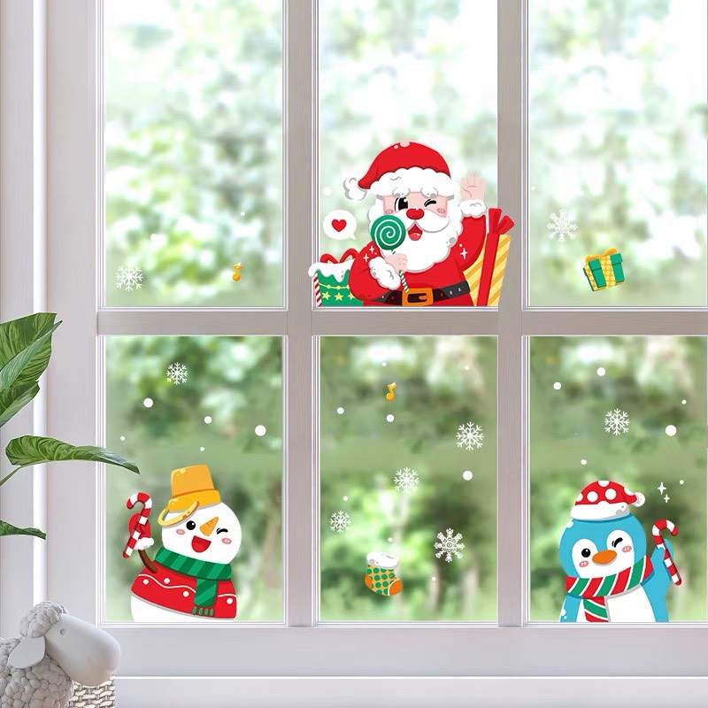 Decal Dán Kính Trang Trí Noel Hít Tĩnh Điện ( ko cần keo ) AMJ049