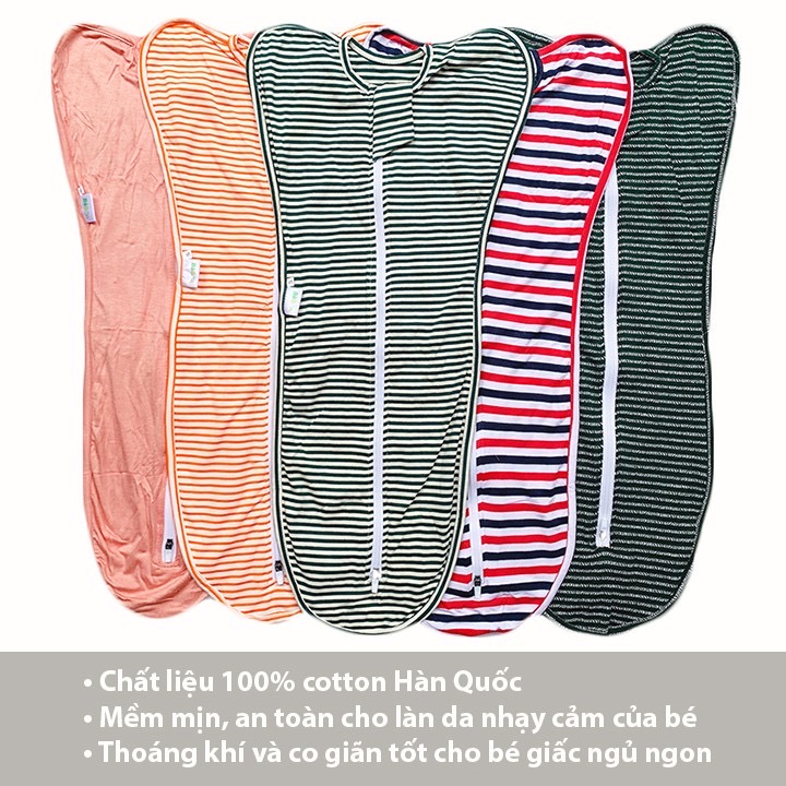 Nhộng chũn cho bé sơ sinh chất vải thun cotton 4 chiều cao cấp có khóa kéo 2 chiều giúp bé ngủ ngon Baby-S – SSS002