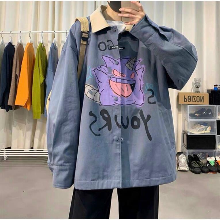 Áo Khoác Kaki nam nữ và cặp đôi Chống Nắng Có 3 Màu, Unisex Form Rộng in hình Poke Jacket Ulzzang  ANAMY SHOP