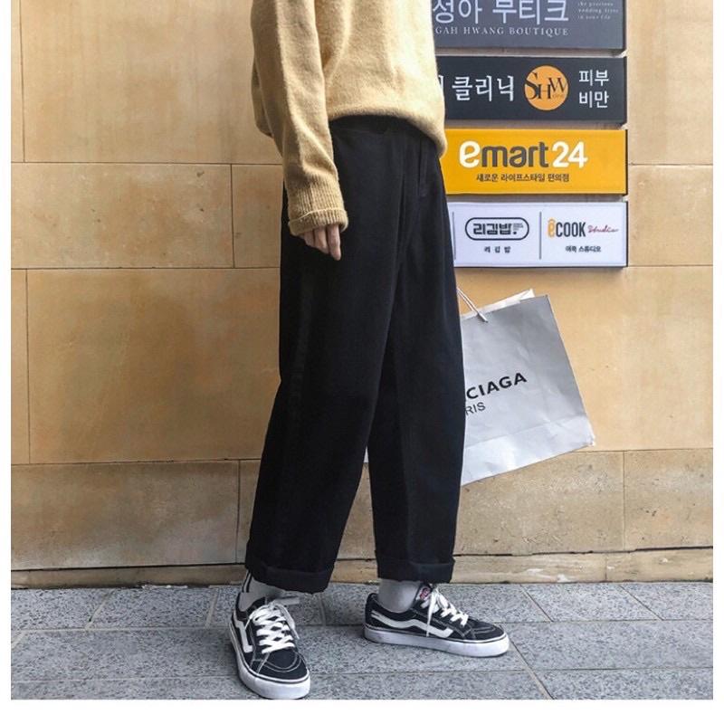 Quần Kaki Ống Rộng Dáng Suông Kaki Nam Nữ Ulzzang