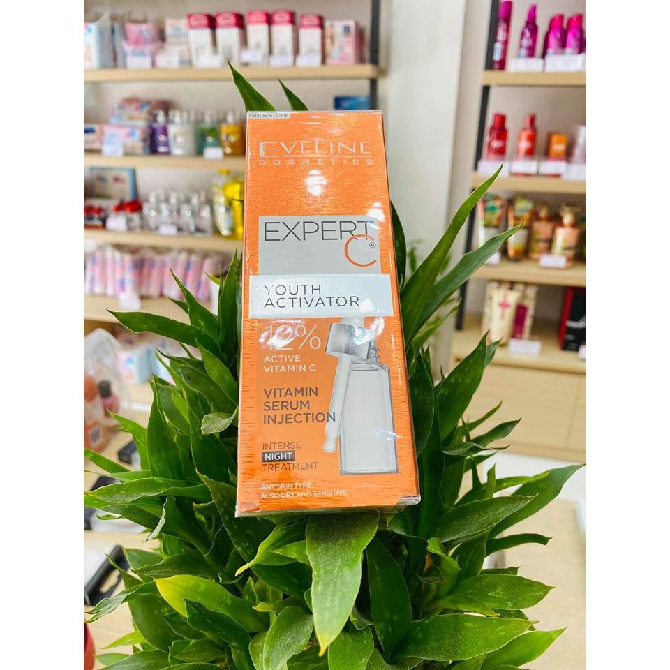 Serum dưỡng trắng da chống nhăn vitamin C ban đêm Eveline 18ml