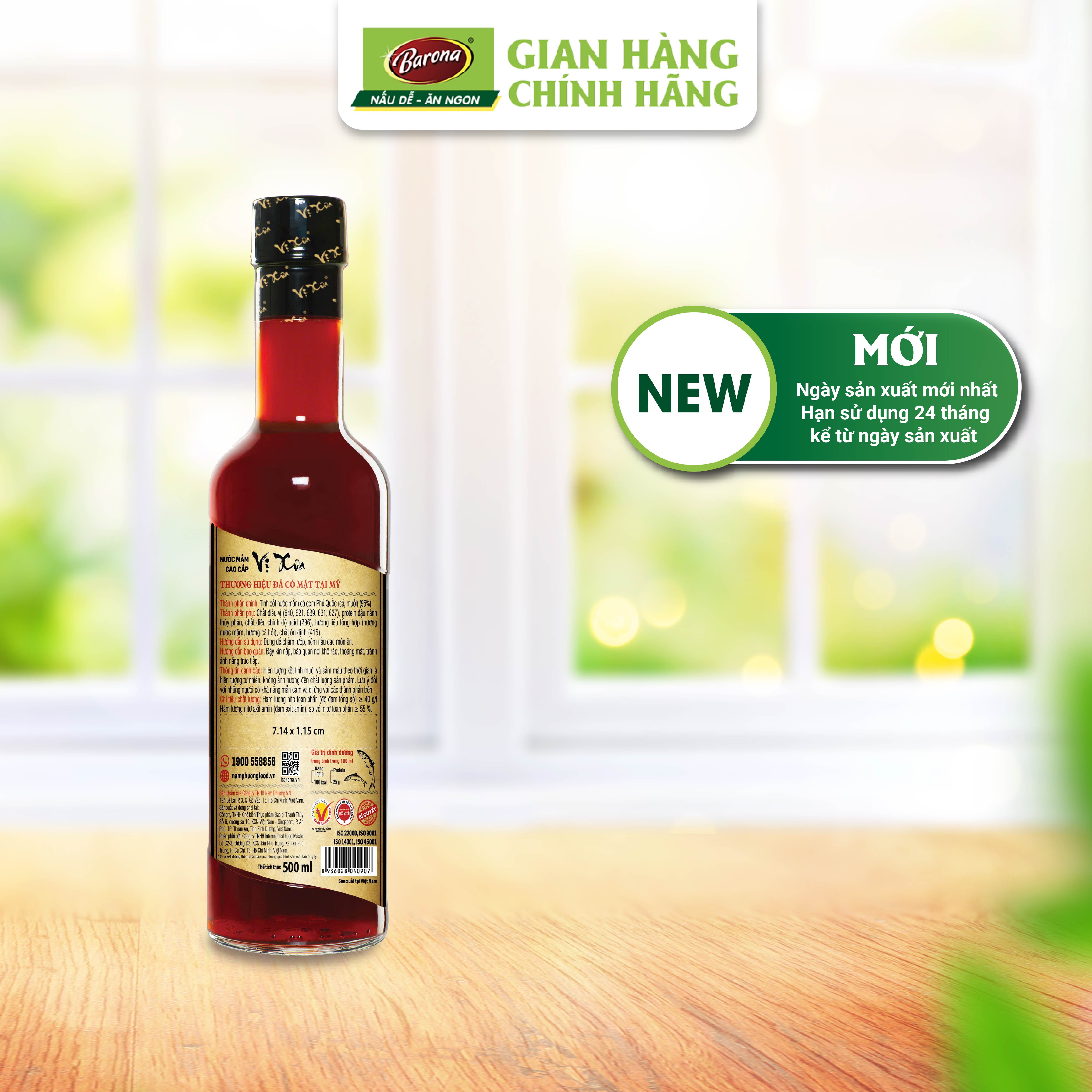 Combo 5 chai Nước Mắm Phú Quốc Cao Cấp Vị Xưa 40 độ đạm 500ml, tặng 1 hũ thủy tinh cao cấp 1 lít