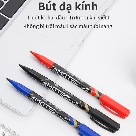 Bút dạ kính 2 đầu Deli - không xóa được, mực vĩnh cửu - Mực Đen/Xanh/Đỏ - 1 cây - EU10420 / EU10430 / EU10440