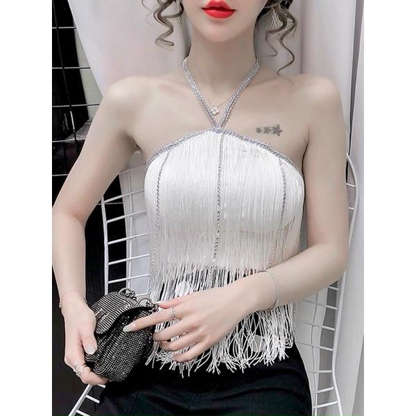 Áo quây buộc dây kiểu yếm tua rua cực hot có đệm ngực hàng QC