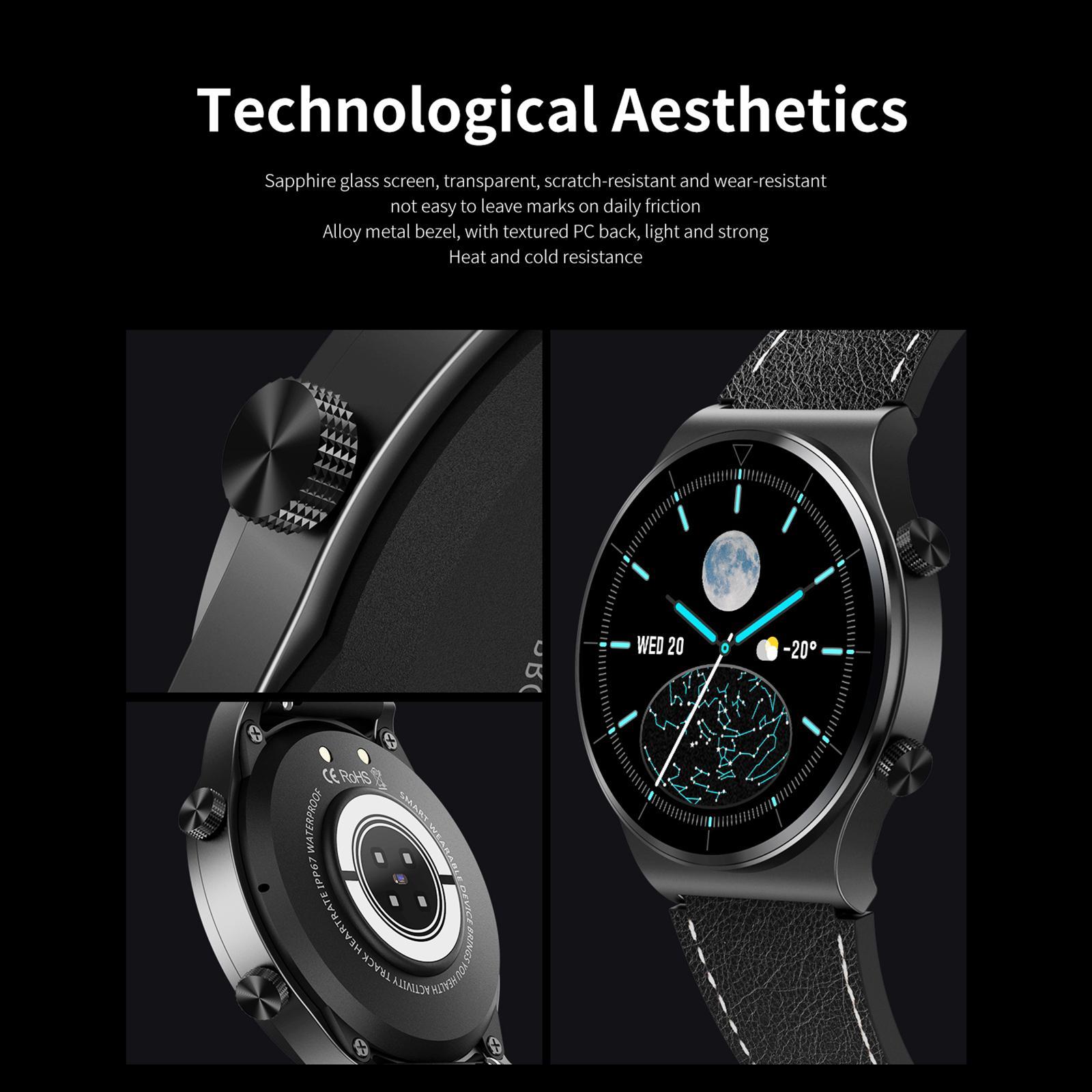 Sports Men Smartwatch Waterproof Bluetooth Call Calorie Counter Black 01