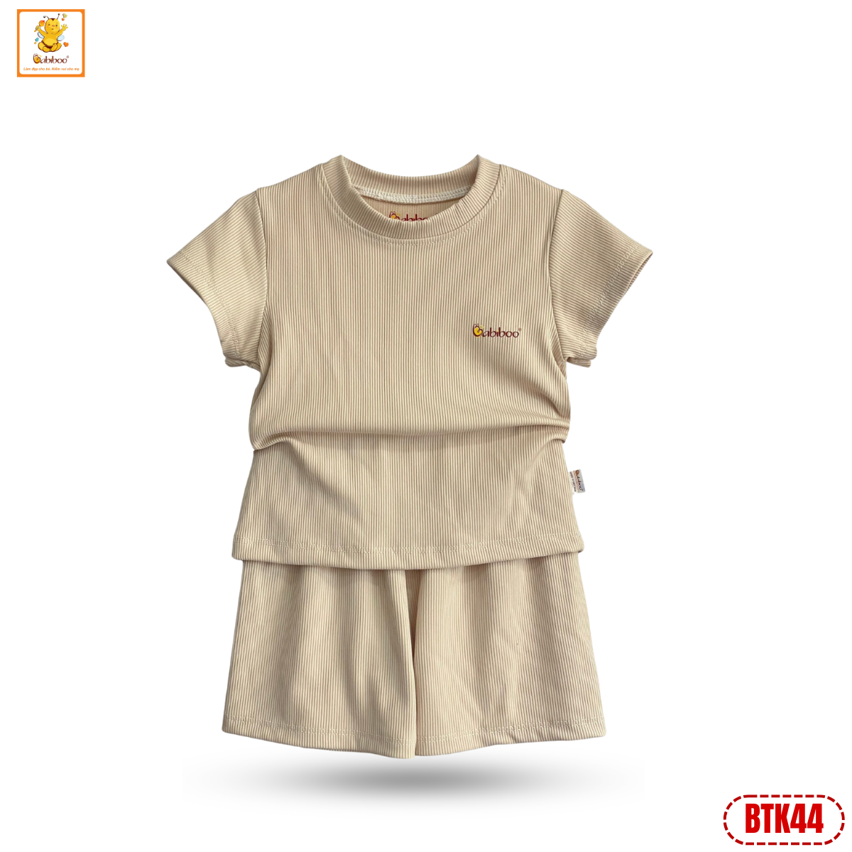 Đồ bộ bé trai Babiboo bộ cộc tay chất vải viscose gân tăm siêu mát, co dãn BTK44