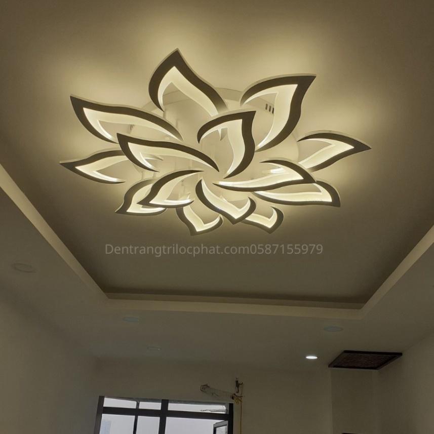 Đèn trần, đèn ốp trần mâm cánh tô điểm phòng tiếp đón khách kèm khiển không chạm