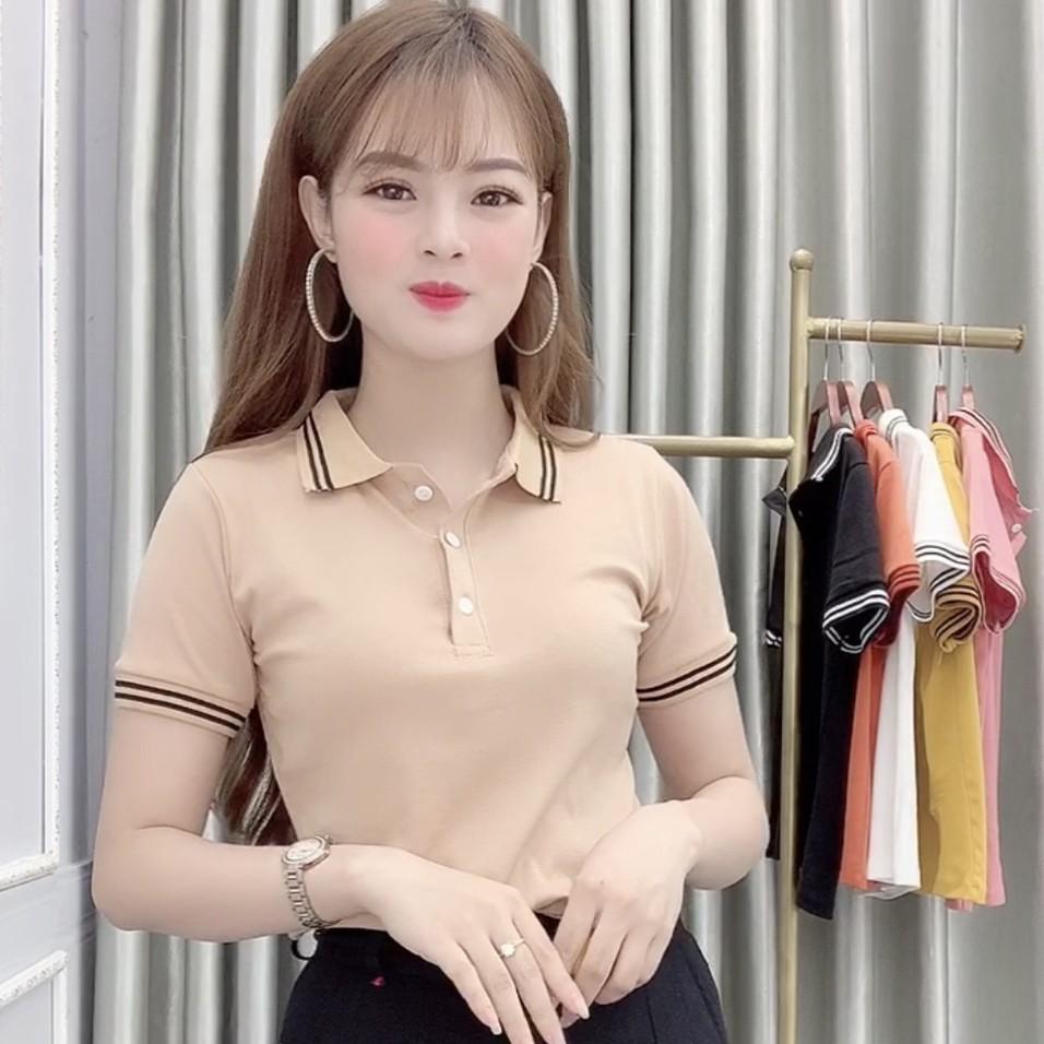 Áo Thun Polo Nữ Trơn Phông Basic Tay Ngắn Cổ Bẻ Cotton Trẻ trung đơn giản 6 Màu Trắng Đen Cam Vàng - Hanlly Fashion A21