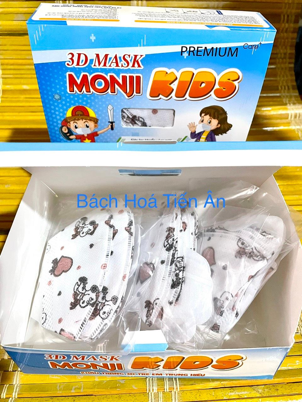 Khẩu trang Trẻ Em Cao Cấp 3D MASK MONJI KIDS hộp 50 chiếc-Siêu lọc khuẩn, lọc mùi
