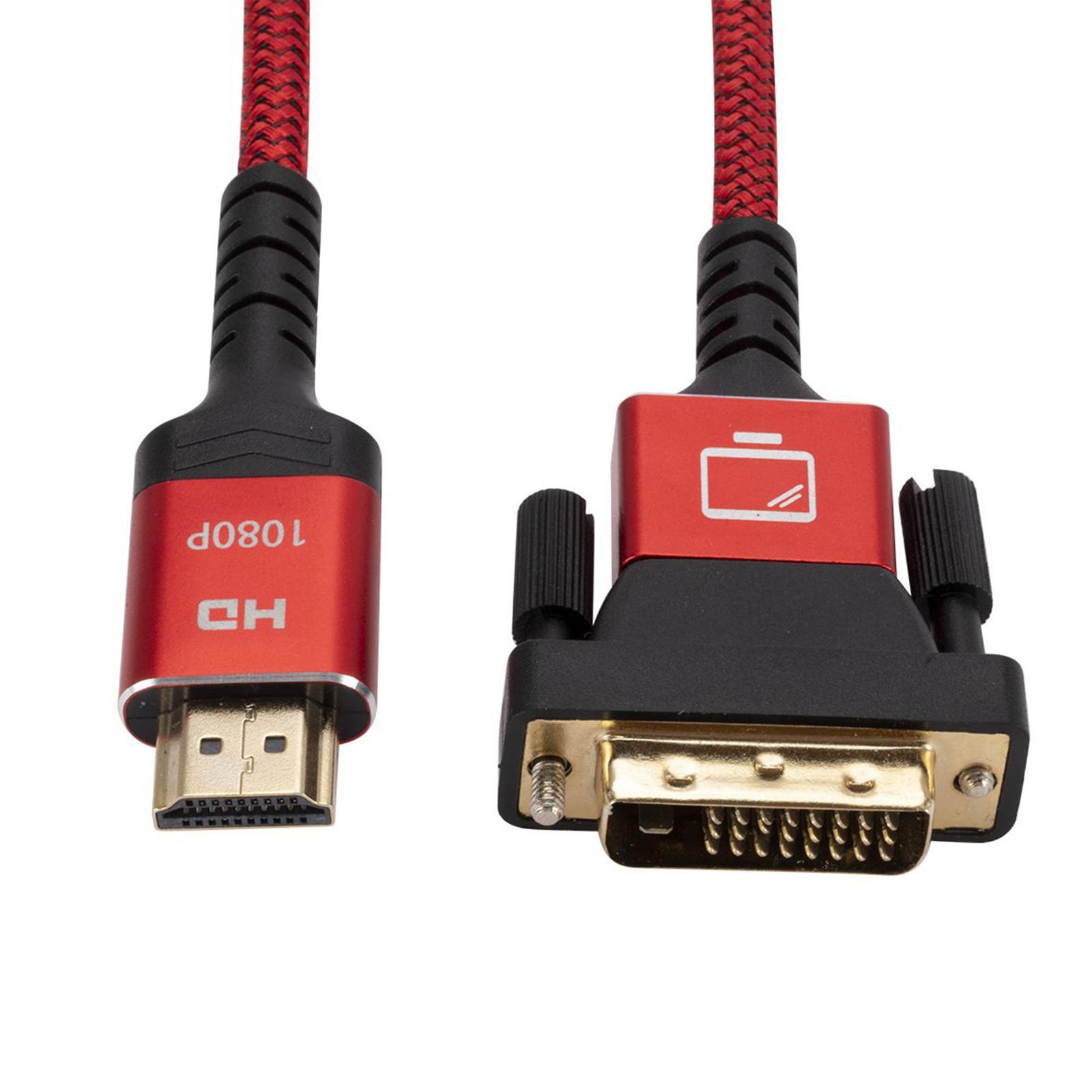 HDMI to DVI Cable Nylon Braid Converter Adapter for Monitor PC Display Laptop Desktop