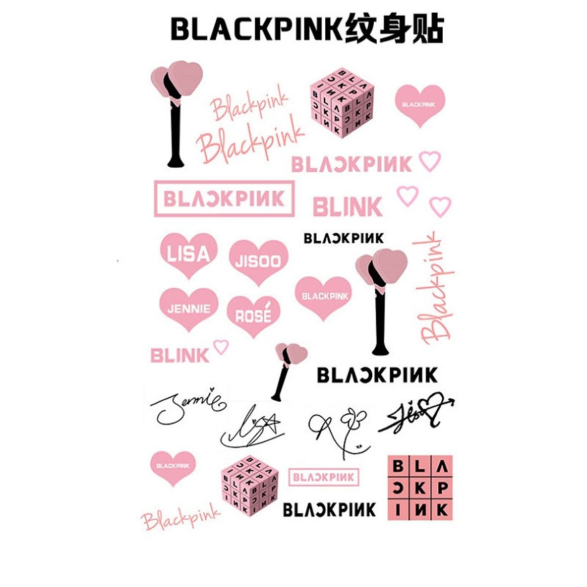 Combo hình dán Blackpink và hình xăm A4 Blackpink