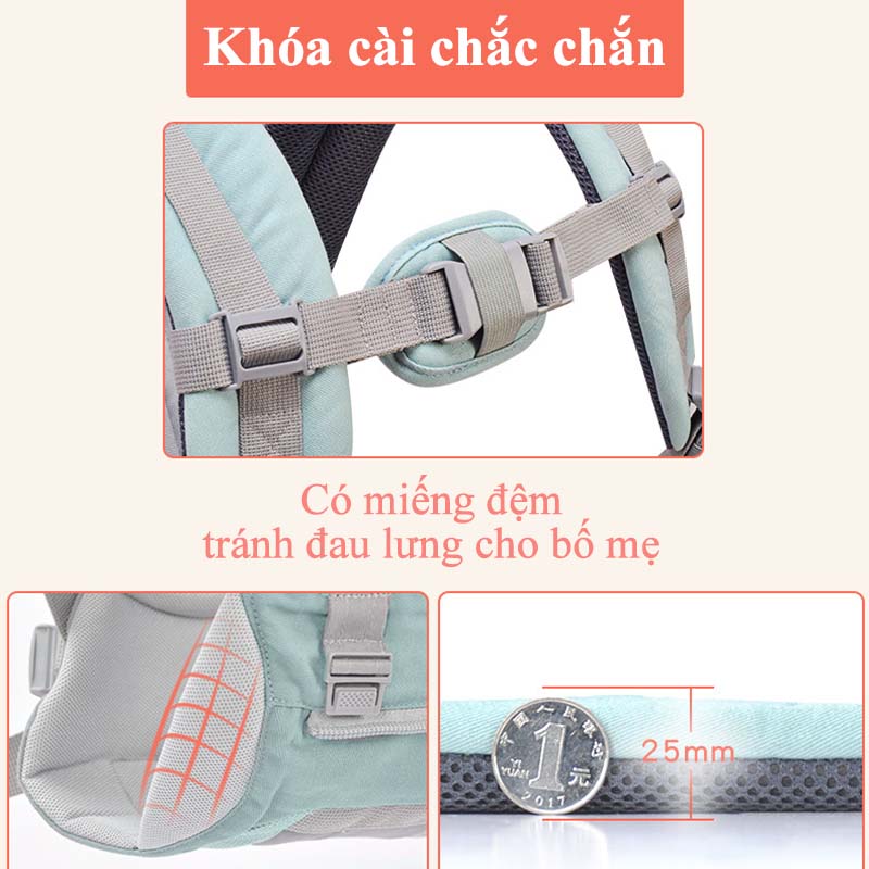 Địu Em Bé Sơ Sinh Chống Gù Nhiều Tư Thế Có Ghế Ngồi Từ 0 Đến 36 Tháng Tuổi Địu Ngồi Cho Bé Có Đỡ Cổ An Toàn Vải 100% Cotton Thoáng Khí Mềm Mát Gọn Nhẹ Dễ Dàng Sử Dụng