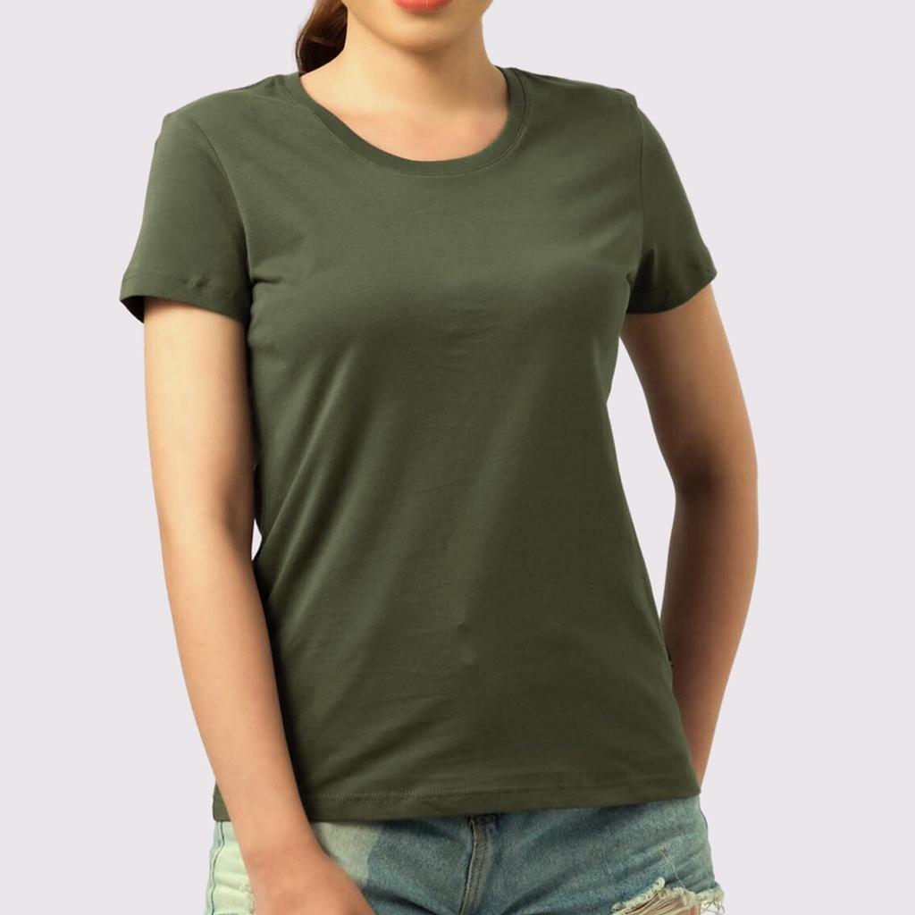 Áo Thun Nữ Cổ Tròn Màu THÔNG XANH Cá Tính, Chất Liệu 100% Cotton Cao Cấp, Mềm Mịn, Thoáng Mát - Gold Rhino