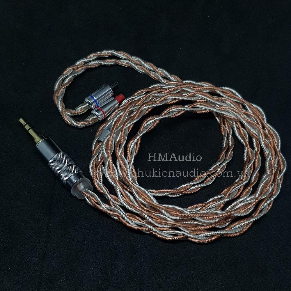 Dây tai nghe Hybrid đồng và đồng mạ bạc OFC 1.2mm tết 4 - Connector ATH IM01/02/03 IM50 IM70