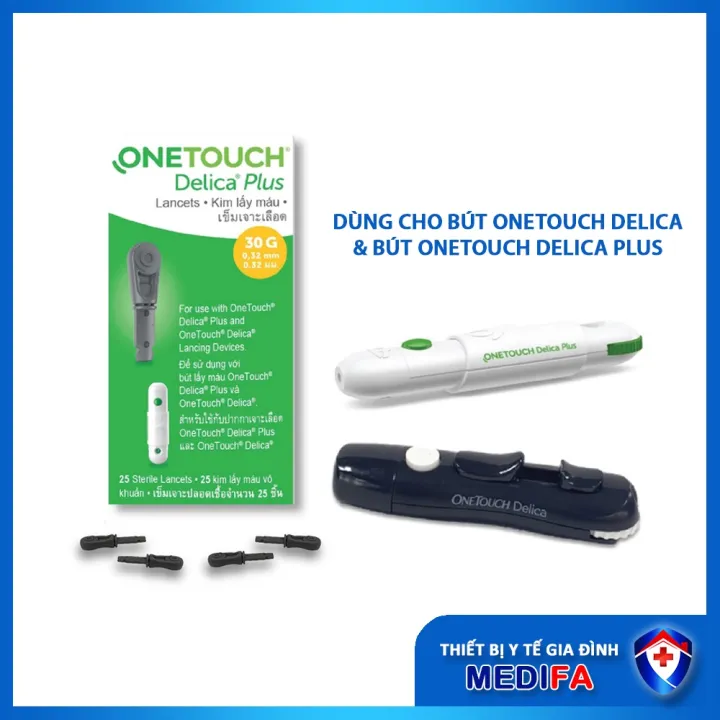 Hộp 25 Kim Lấy Máu OneTouch Delica Plus Dùng Cho Bút Thử Đường Huyết Máy OneTouch Ultra Plus Flex &amp; Select Plus