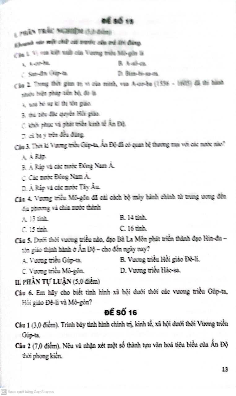 Đề Kiểm Tra Đánh Giá Lịch Sử Lớp 7