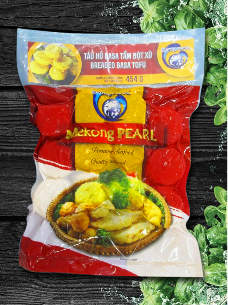 Tàu hủ Basa tẩm bột xù  (Breaded Basa Tofu) Mekong PEARL 454g