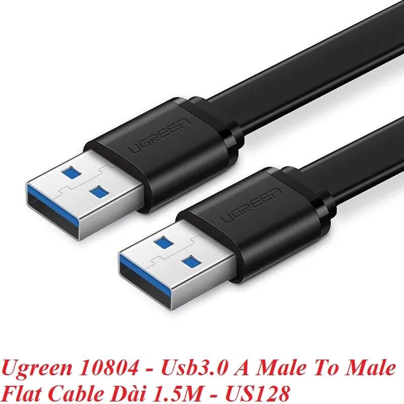 Ugreen UG10804US128TK 1.5M màu Đen Cáp 2 đầu USB 3.0 dương dáng dẹt - HÀNG CHÍNH HÃNG