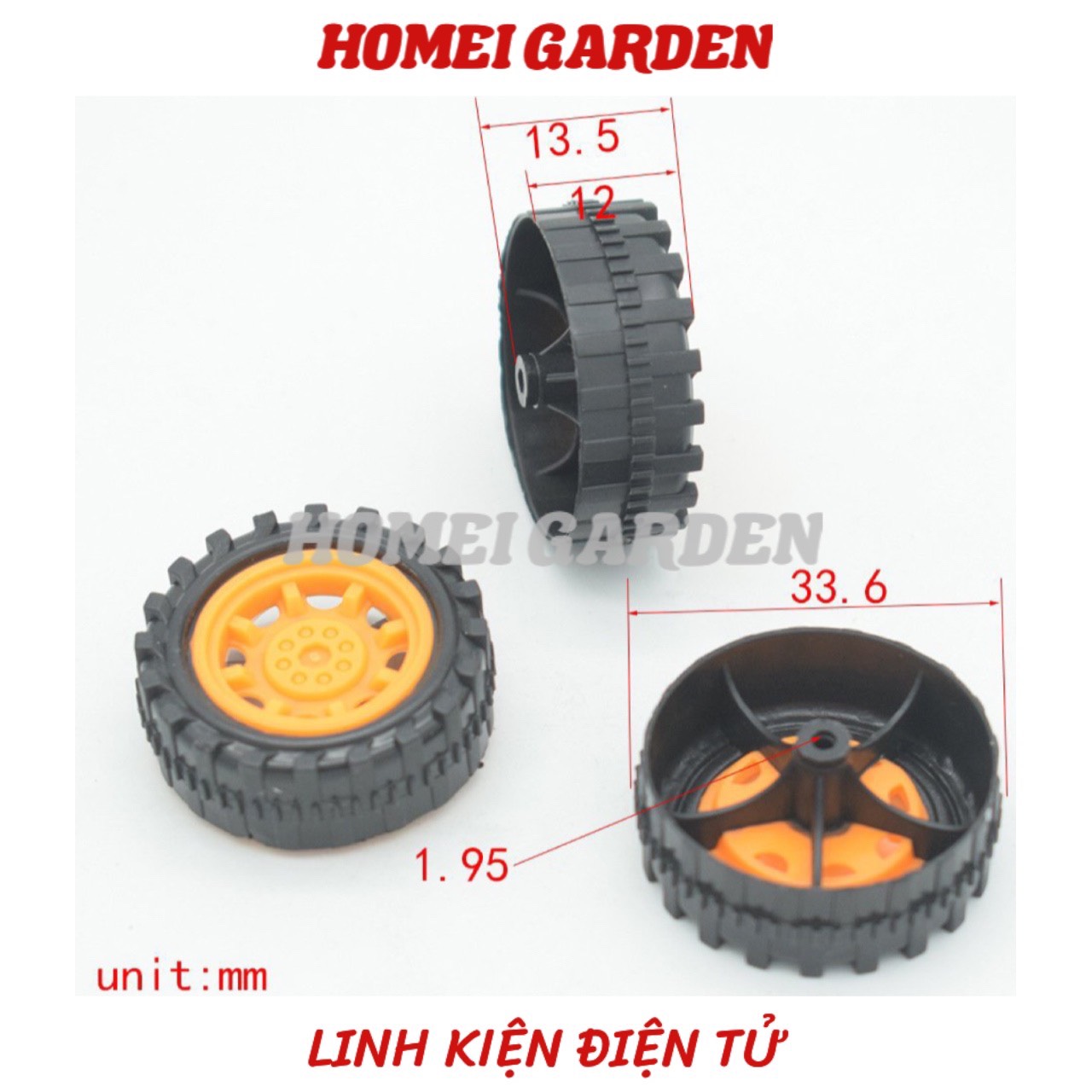 Bánh xe mini 34mm đường kính trục 2mm mới 100% - Hm0123