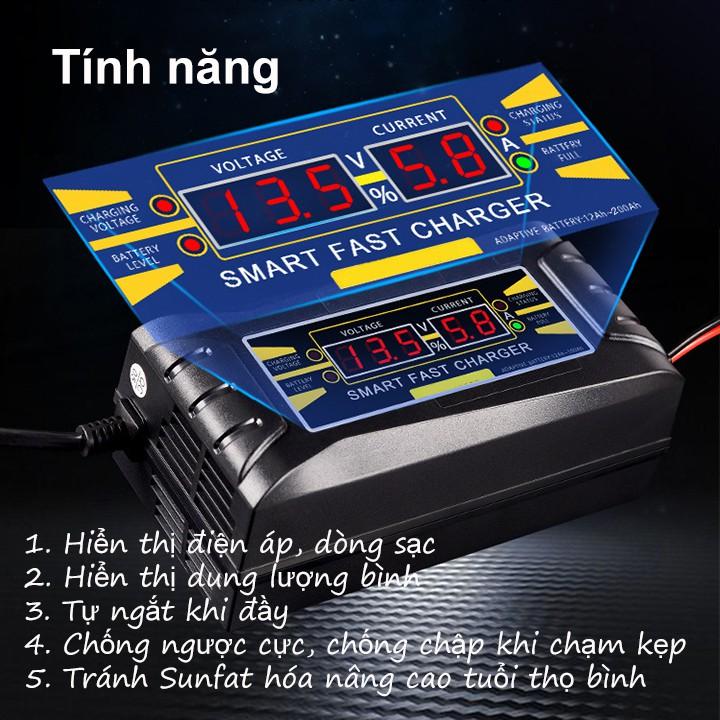 Sạc bình ắc quy 12V 10A sạc bình 20Ah-150Ah SUOER-SON 1210D tự ngắt khi đầy chống chập chống ngược cực máy nạp ắc quy