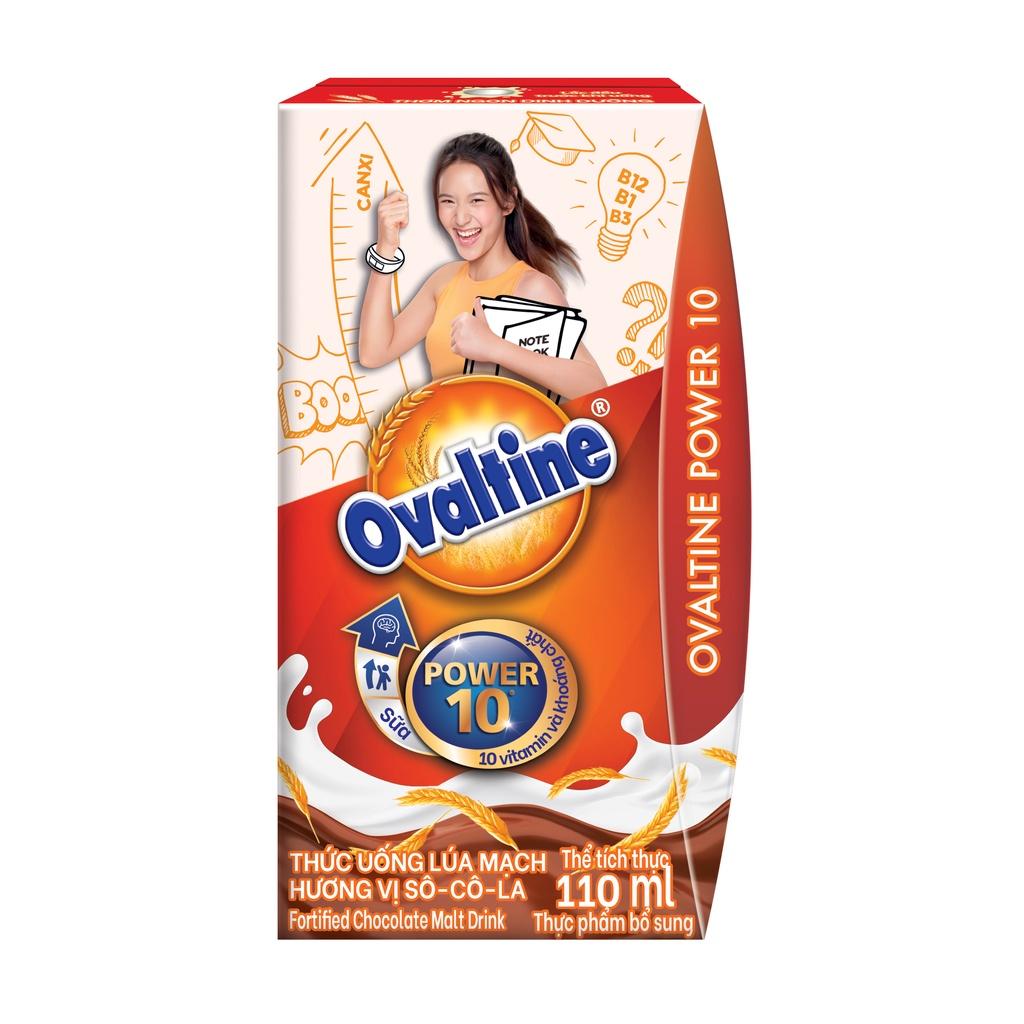 (TẶNG 1 HÌNH DÁN NARUTO) Thức uống lúa mạch hương vị sô-cô-la Ovaltine công thức mới (hộp giấy 110mlx4)