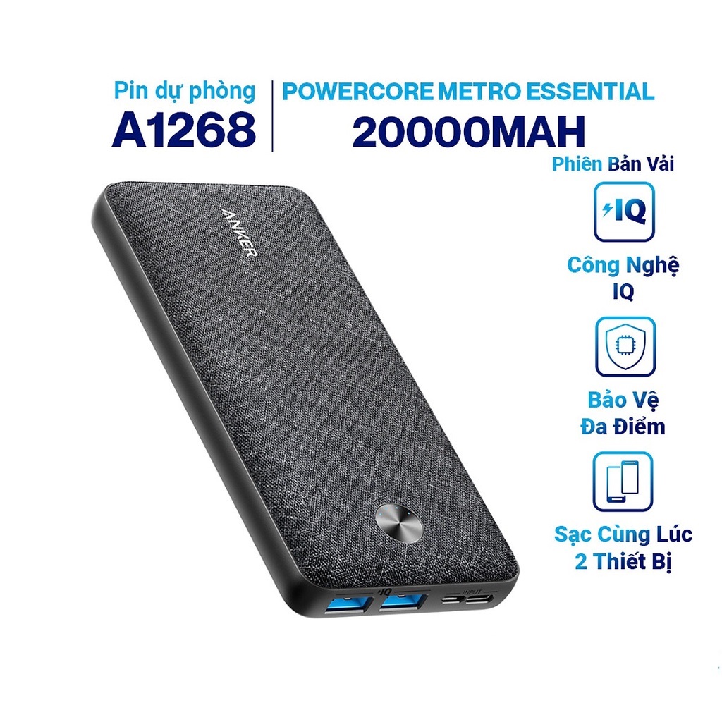 Pin sạc dự phòng ANKER PowerCore Metro Essential 20000mAh - A1268 - Hàng Chính Hãng