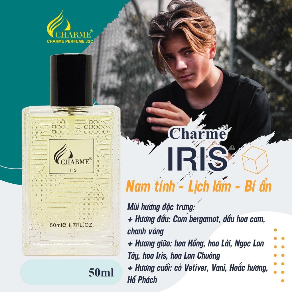 Nước hoa nam quyến rũ, Charme Iris, thơm lâu, sành điệu cá tính, lưu hương cả ngày, 50ml