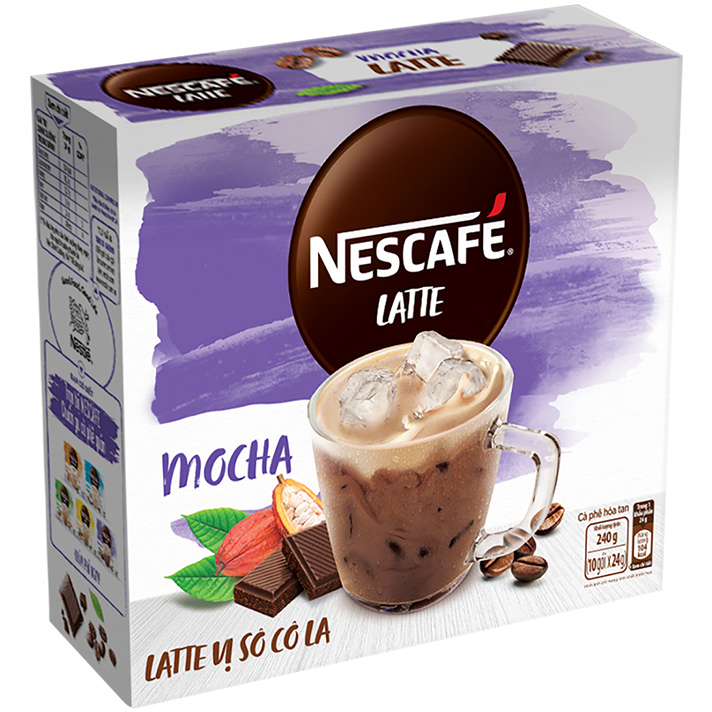 Combo 2 hộp cà phê hòa tan Nescafé Latte vị sô cô la (Hộp 10 gói x 24g) - [Tặng túi tote Nescafé]