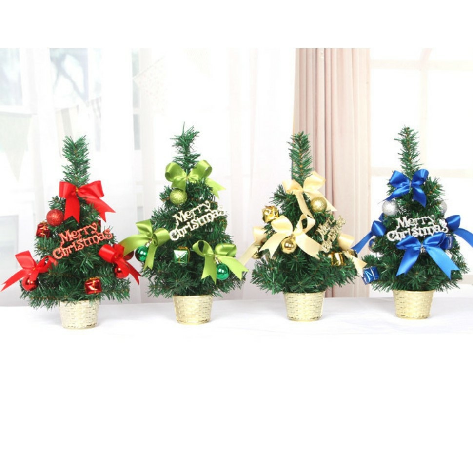 Cây Thông Mini Màu Hường Và Màu Xanh - Tặng Kèm Chữ Merry Christmas - Cây Thông Noel 50CM