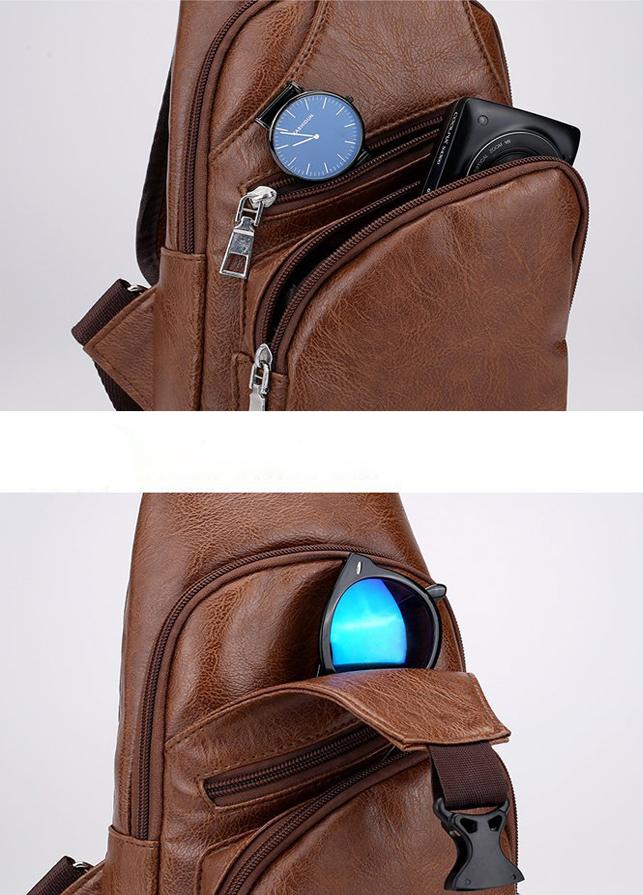 Túi đeo chéo nam da 4 ngăn