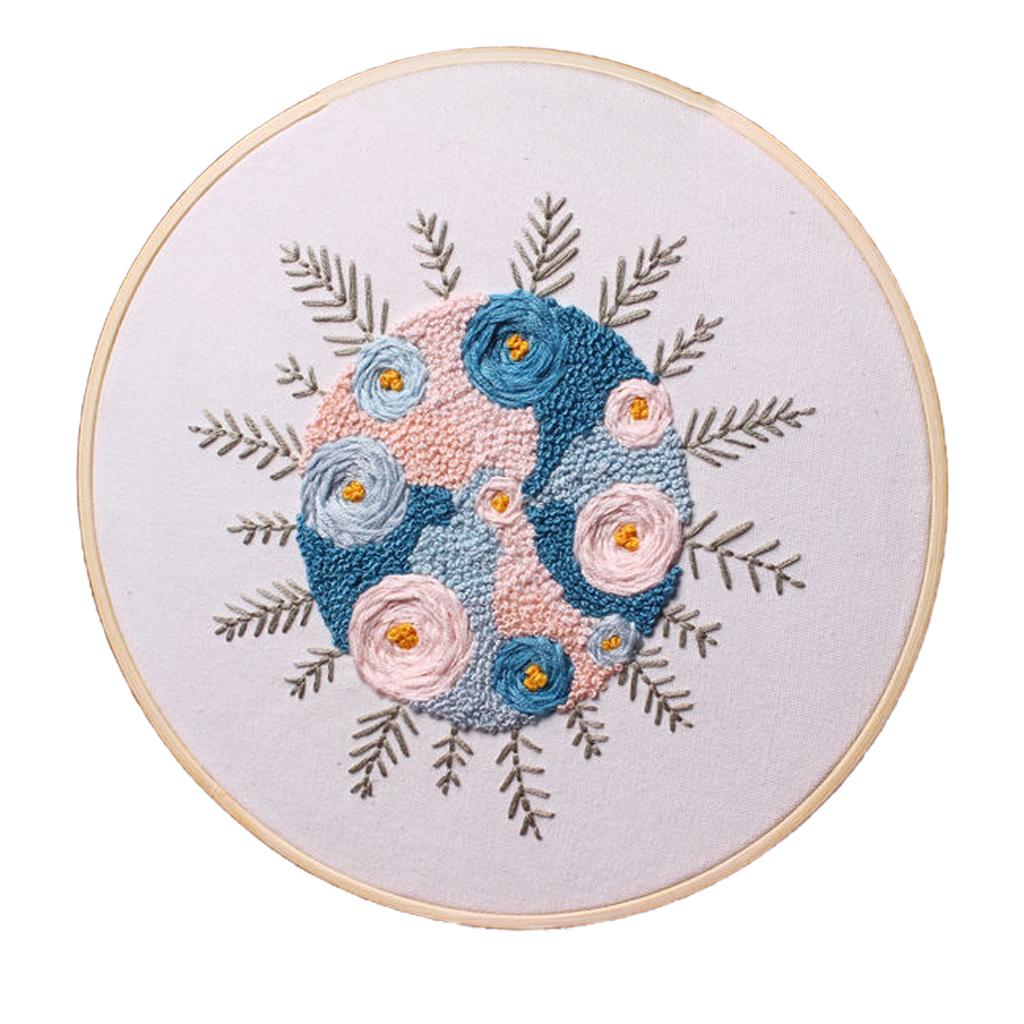 Embroidery Starter Kit Flower Pattern Cross Stitch Needlework Craft Flower_1